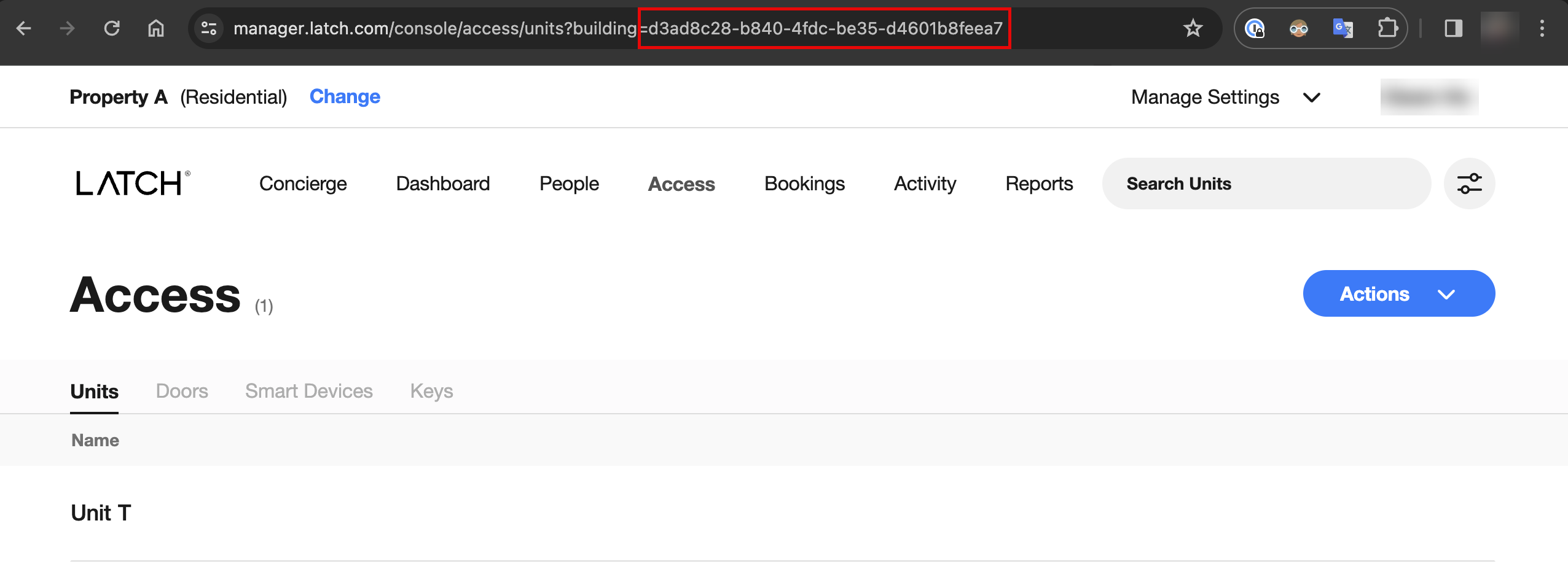 In the Latch Mission Control dashboard, note the ID for each building that you want to connect to Seam.