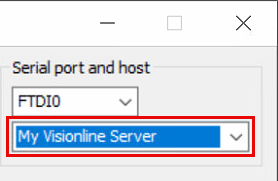 Select the Visionline server connection.