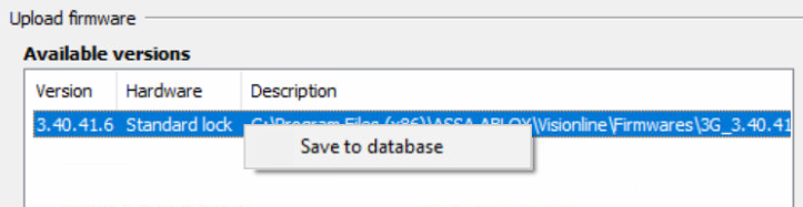 Save the firmware to the database.