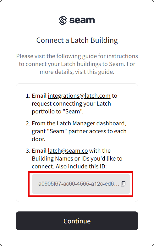 Copy and note your Seam workspace ID.