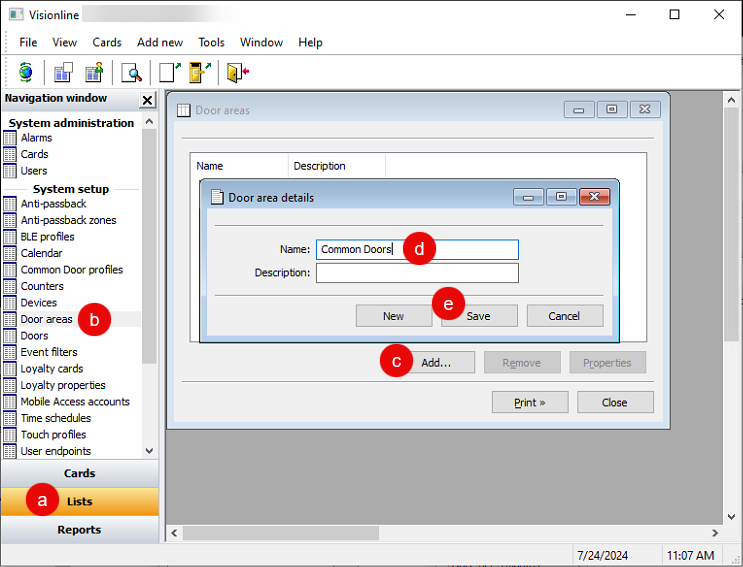 Create a door area for common doors.