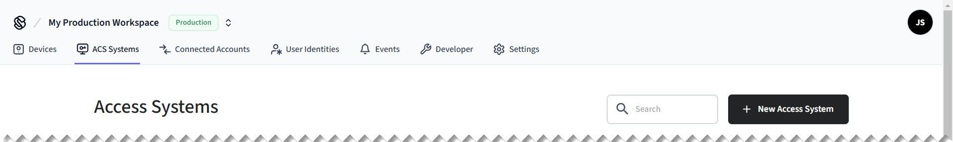 Click ACS Systems to go to the Access Systems page.