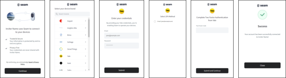 The page to which you redirect your app displays the authorization flow.