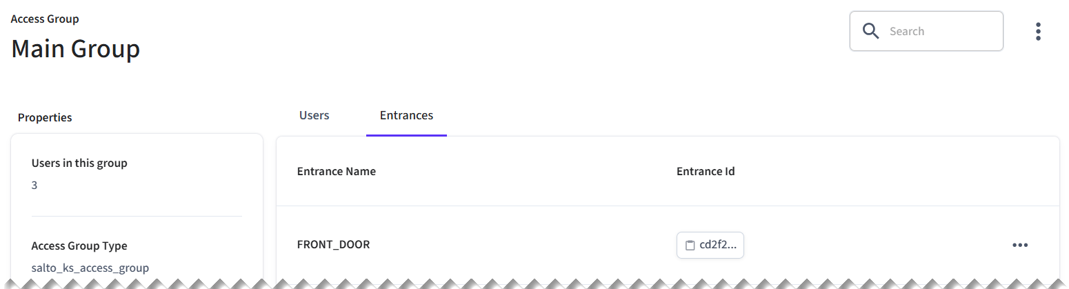View the entrances to which the ACS user has access as a member of the access group.