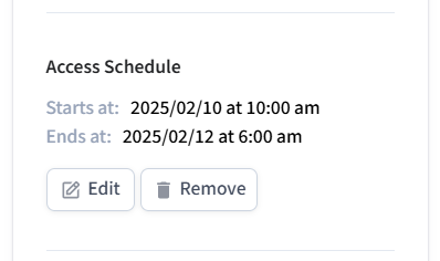 View the access schedule for the ACS user.
