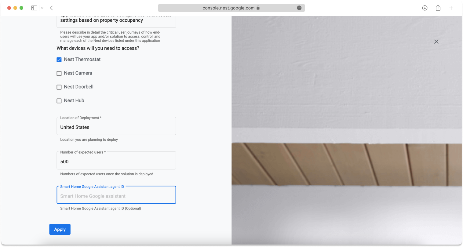 Complete the Google Commercial Development application.