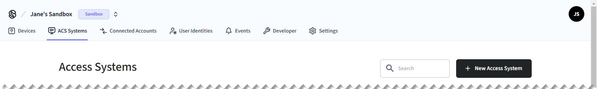 Click ACS Systems to go to the Access Systems page.