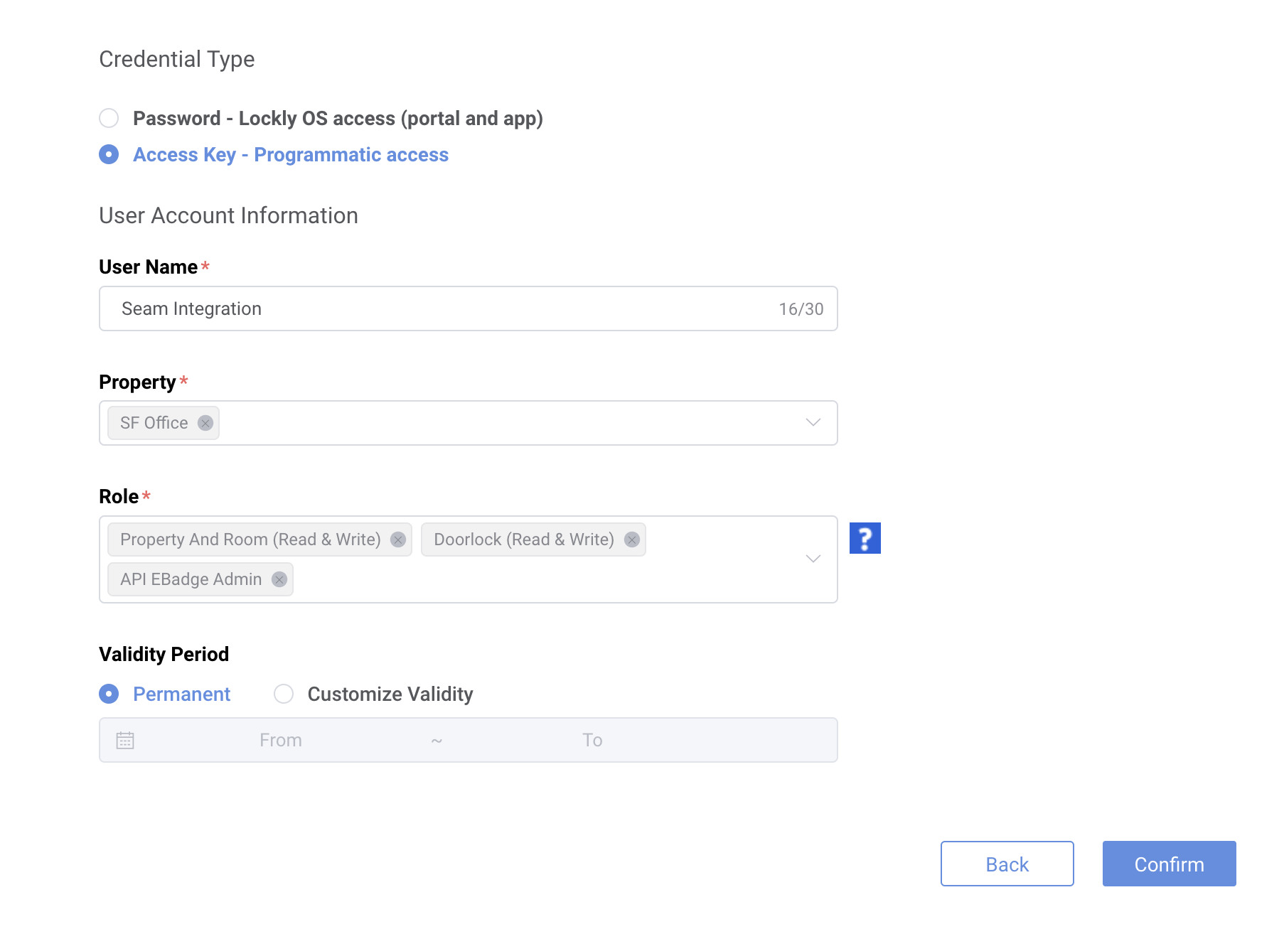 Create a user account in the Lockly Access portal.