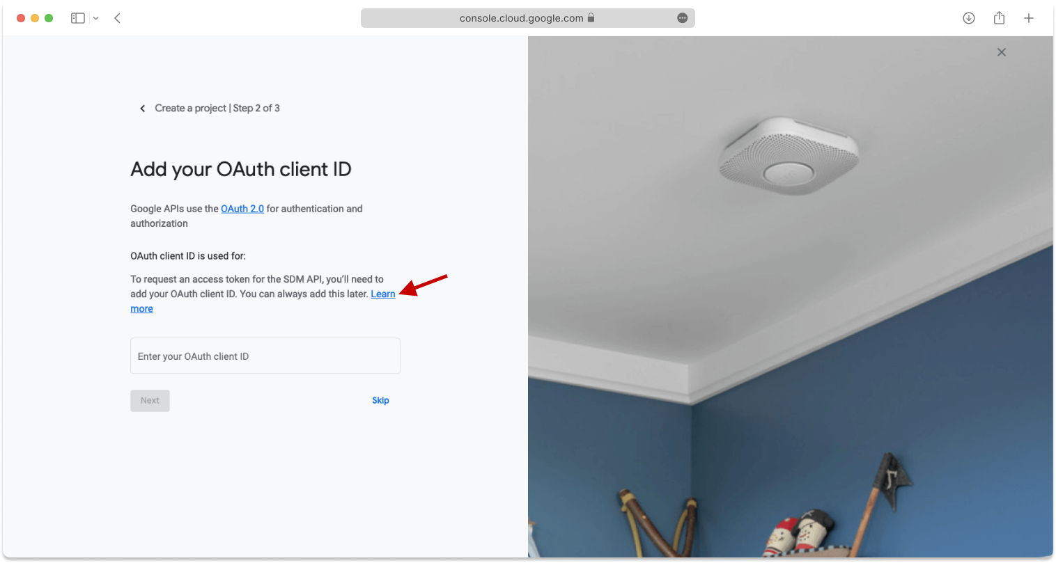 On the Add your OAuth client ID page, click Learn more.