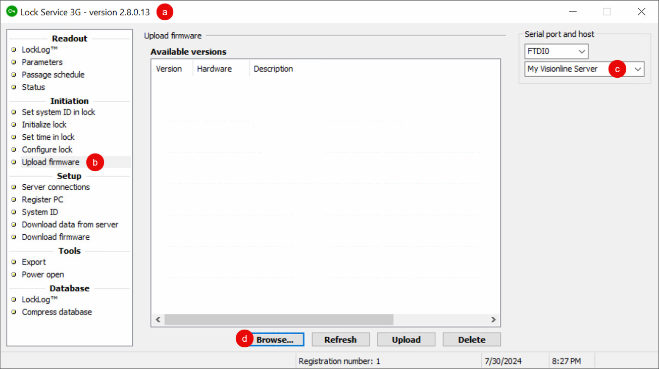 Select the Lock Control Unit firmware to upload.