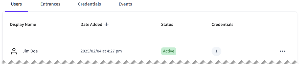 Click the ACS user to view their credentials.