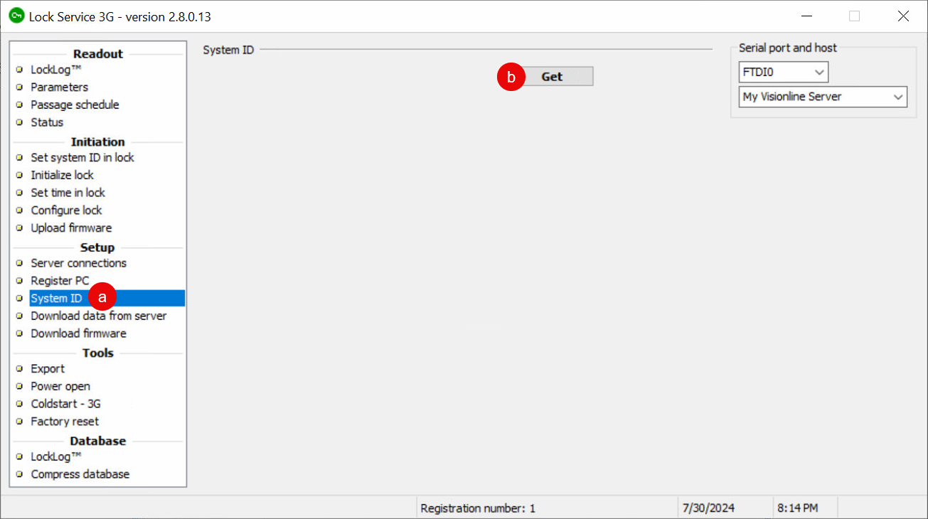 Retrieve the Visionline system ID.