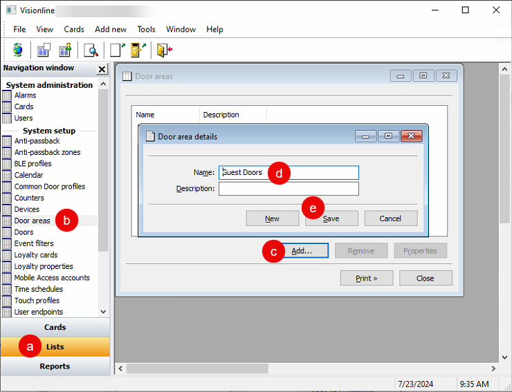 Create a door area for guest room doors.